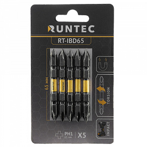 RUNTEC RT-IBD65 Бита ударная двусторонняя RUNTEC H6.35 65мм PH1/PH1 5шт.