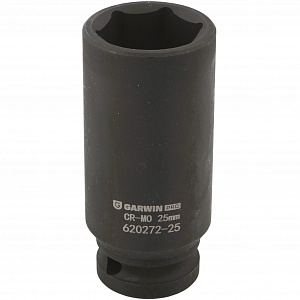 GARWIN PRO 620272-25 Головка, 1/2", 25 мм, торцевая, 6-гранная, ударная, глубокая