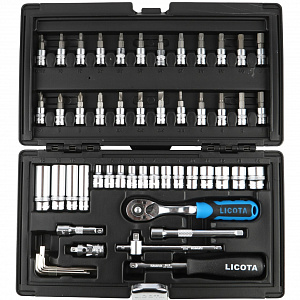 Licota ALK-8003F Набор торцевых головок 1/4" 6-ти гранных 54 пр., 4-14 мм