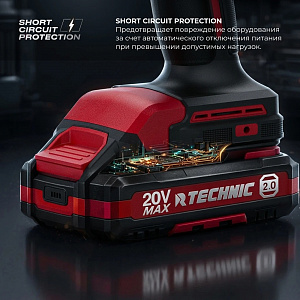 RUNTEC RT-ID60T Дрель-шуруповерт ударная аккумуляторная RUNTEC TECHNIC 13 мм, 20 В, 2*2Ач, 60 Нм