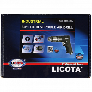 Licota PAD-03004-RU Дрель пневматическая 3/8" с реверсом 1800 об/мин, усиленная