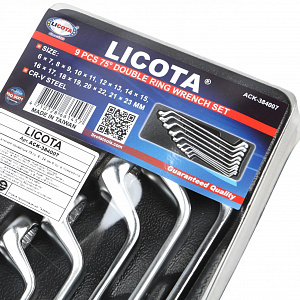 Licota ACK-384007 Набор ключей накидных 75 гр. 6 - 23 мм, 9 пр. в ложементе
