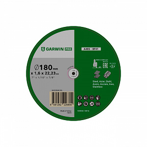 GARWIN PRO 944050-18016P Круг отрезной A46S-180X1.6X22.2-T41 мет/нерж (Польша)
