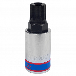 Насадка (бита) торцевая 1/2", Spline, M16, L = 66 мм, с отверстием KING TONY 402B16