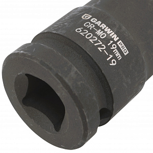 GARWIN PRO 620272-19 Головка, 1/2", 19 мм, торцевая, 6-гранная, ударная, глубокая