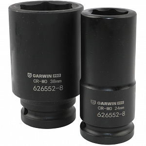 GARWIN PRO 626552-8 Набор ударных головок глубоких 3/4", 90 мм, 8 пр., 17-38 мм