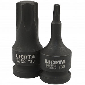 Licota ASA-40002S Набор TORX ударных в кейсе 1/2" T30, T40, T45, T50, T55, T60, T70, T80 мм 8 пр, длина 60 мм