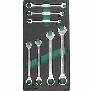 GARWIN PRO 646160 Набор ключей комбинированных трещоточных 7 пр. в ложементе EVA