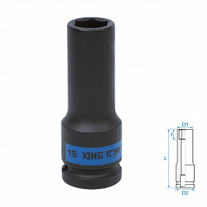 Головка торцевая ударная глубокая шестигранная 1/2", 15 мм KING TONY 443515M