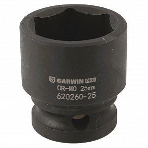 GARWIN PRO 620260-25 Головка, 1/2", 25 мм, торцевая, 6-гранная, ударная