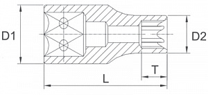 Licota E204 Головка, 1/4", E4, торцевая, E-профиль