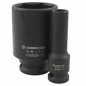 GARWIN PRO 626526-19 Набор ударных головок дюймовых глубоких 1/2", 78 мм, 19 пр., 3/8" — 1-1/2"