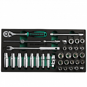 GARWIN PRO 646058 Набор торцевых головок 3/8" 36 пр. в ложементе EVA