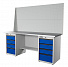 RUNTEC RTI20Z-TI4-TI4-P20-P20-5005(7035) Верстак серии Industrial, 2000 мм, оцинк, тумба с 4-мя ящиками + тумба с 4-мя ящиками, экран 1000, синий (светло-серый)-4004