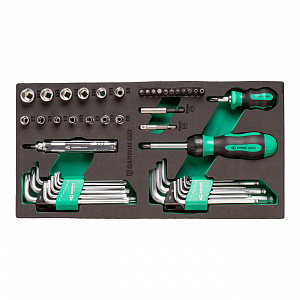 GARWIN PRO 646292 Набор отверток универсальных, торцевых головок 1/4", Г-образных ключей HEX, TORX с отв., 21 пр. в ложементе EVA