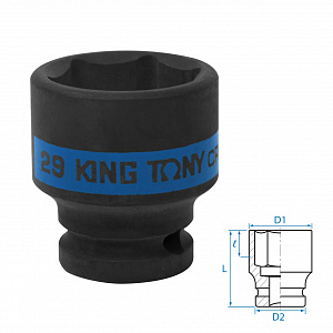 Головка торцевая ударная шестигранная 1/2", 29 мм KING TONY 453529M
