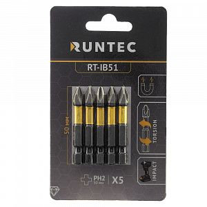 RUNTEC RT-IB51 Бита ударная RUNTEC Diamond Coating H6.35 50мм PH2 5шт.