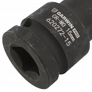 GARWIN PRO 620272-15 Головка, 1/2", 15 мм, торцевая, 6-гранная, ударная, глубокая
