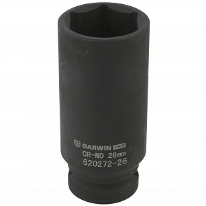 GARWIN PRO 620272-26 Головка, 1/2", 26 мм, торцевая, 6-гранная, ударная, глубокая