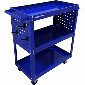 Инструментальная тележка GW-ST4B Great Wolf 3 полки, с перфорацией на боковых панелях, синяя