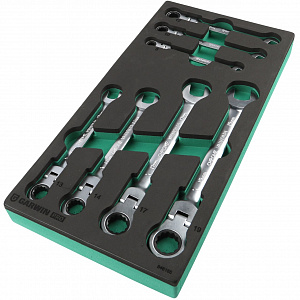 GARWIN PRO 646165 Набор ключей комбинированных трещоточных с шарниром 7 пр. в ложементе EVA