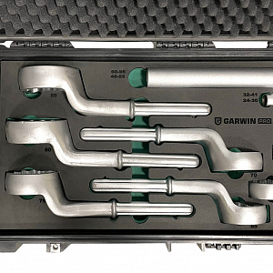 GARWIN PRO 606621-19 Набор ключей накидных усиленных 19 предметов 24-85 мм, с рукоятками-удлинителями