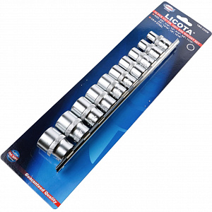 Licota TBS-22006 Набор торцевых головок 1/2" 12-ти гранных, 10 пр. на линейке, 3/8"-15/16"