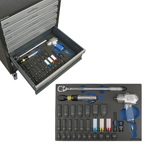 GARWIN PRO S01007-336 Тележка инструментальная 7 полок с комплектом инструмента, 336 пр., серая
