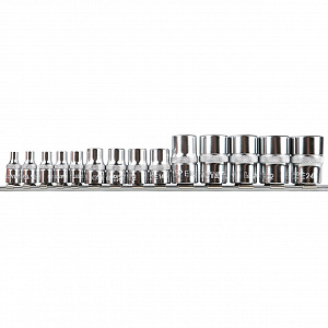 Licota TBS-11005 Набор головок Е-профиль Е4-Е24 1/4", 3/8", 1/2" 14пр. на линейке