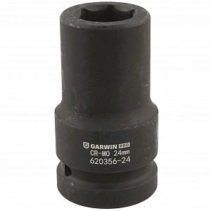 GARWIN PRO 620356-24 Головка, 1", 24 мм, торцевая, 6-гранная, ударная, глубокая