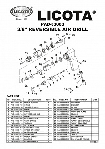 Licota PAD-03003 Дрель пневматическая 3/8" (1800 об/мин.)