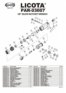Licota PAR-03007 Пневмотрещотка 3/8" 50 Нм (5.1 кГм)
