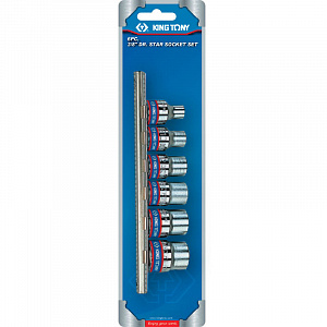 Набор торцевых головок 3/8", TORX Е-стандарт, E8-E18, 6 предметов KING TONY 3106PR