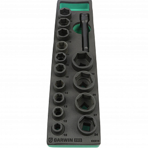 GARWIN PRO 620015 Набор ударных головок 1/2" 10 - 32 мм 15 пр. в ложементе EVA