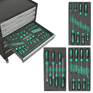 GARWIN PRO S01007-336 Тележка инструментальная 7 полок с комплектом инструмента, 336 пр., серая