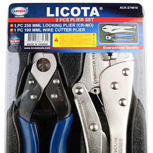 Licota ACK-274010 Набор: ручные тиски-струбцина и кабелерез. 2 пр., в ложементе