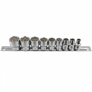 Licota TBS-22004 Набор торцевых головок 3/8" 12-ти гранных, 9 пр. на линейке, 5/16"-13/16"
