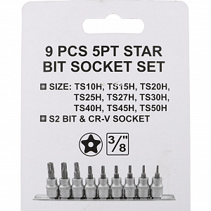 Licota ATF-4004(ATA-0360) Набор 5-ти конечных звезд на головках 3/8" 9 пр.