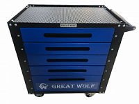 Инструментальная тележка Great Wolf 5 ящиков, колеса с тормозом, синяя GWT-B5-3568191