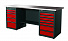 RUNTEC RTI20Z-TI7-TI5-3020 Верстак серии Industrial, 2000 мм, оцинк, тумба с 7-ю ящиками + тумба с 5-ю ящиками, красный RAL 3020-4004