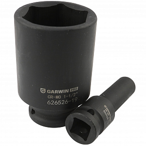 GARWIN PRO 626526-19 Набор ударных головок дюймовых глубоких 1/2", 78 мм, 19 пр., 3/8" — 1-1/2"