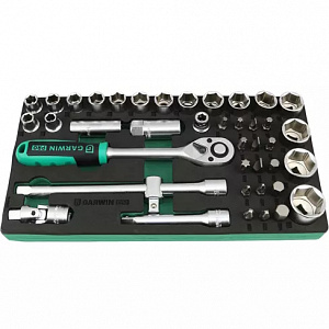 GARWIN PRO 645123-KM2448-3 Набор торцевых головок со вставкой, дюймовых 1/2" , 33 пр. в ложементе EVA