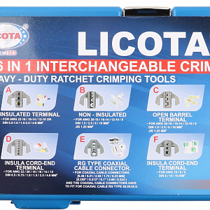 Licota ACP-10001 Клещи для обжима клемм в наборе с 6-ю губками