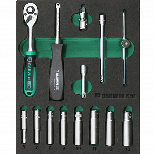 GARWIN PRO 645015 Набор торцевых головок 1/4" 43 пр. в ложементе EVA