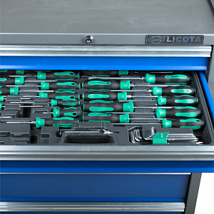 Licota AWX-2603GB-N-R Тележка инструментальная с карманом, 7 полок, сине-серая