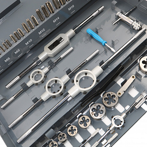GARWIN INDUSTRIAL GM-TCS55 Набор метчиков и плашек М3 - 20, HSS, DIN352, 55 предметов