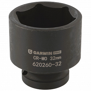 GARWIN PRO 620260-32 Головка, 1/2", 32 мм, торцевая, 6-гранная, ударная