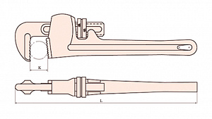 GARWIN INDUSTRIAL GSS-TK050 Ключ трубный "американский тип" искробезопасный 0-50 мм, 350 мм