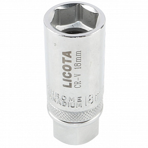 Licota ATF-4007B Головка, 1/2", 18 мм, торцевая, 6-гранная, глубокая, свечная