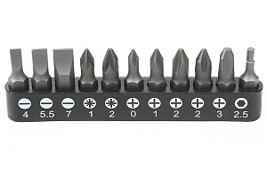 Licota ALK-8009-BIT1-CK Набор бит 1/4" 25 мм на держателе SL, PH, PZ, HEX